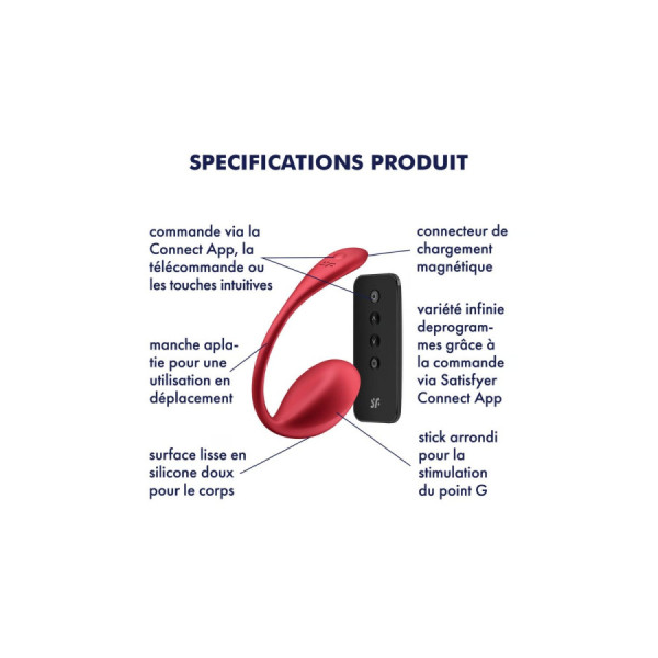 Oeuf vibrant télécommandé rouge Shiny Petal Satisfyer 